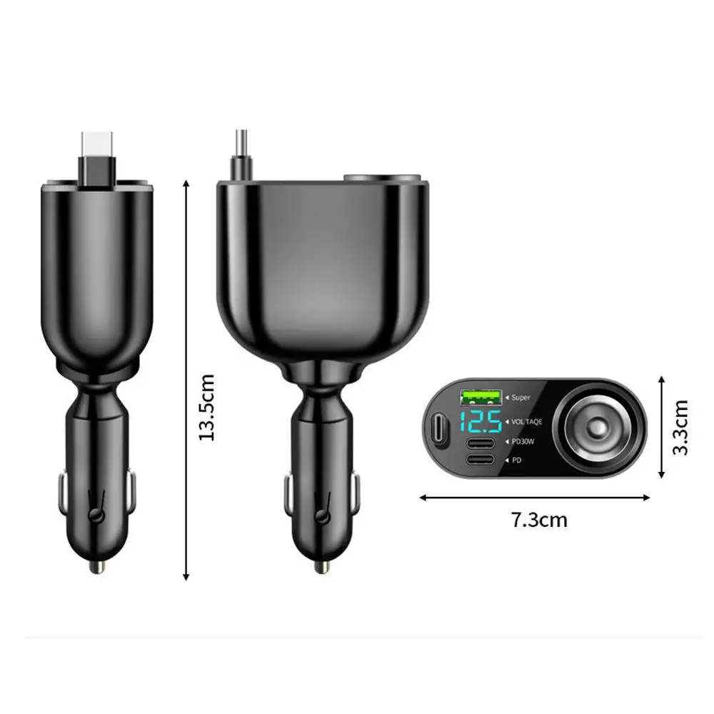 66 W PD 30 W 5 Ports Auto Ladegerät Super Schnelle Lade PD Typ C Auto Zigarre leichter Buchse Für iPhone Huawei Sumsung Xiaomi – Detail 15
