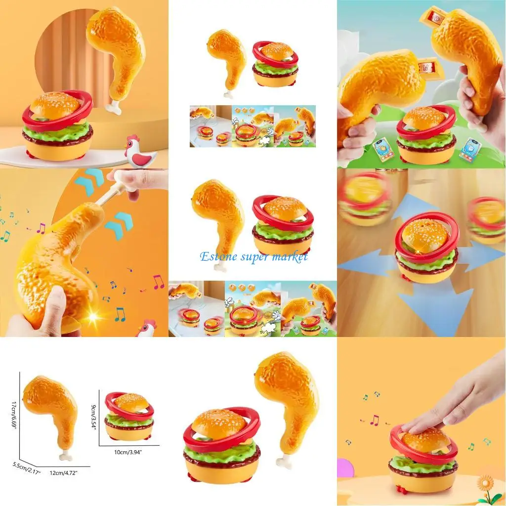 

090B Игрушка с куриной ножкой на пульте дистанционного управления, бургер с крутой подсветкой, музыкальная трансформируемая