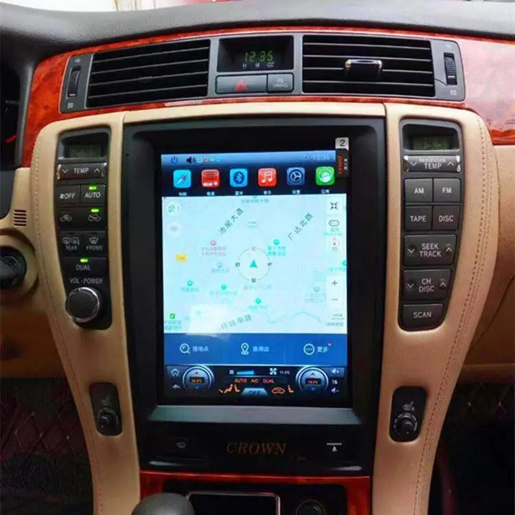 12.8'' Screen Android14 Car Radio Stereo Audio GPS Navi Multimedia Player For Toyota Crown S180 2003-2008 Carplay Auto DSP