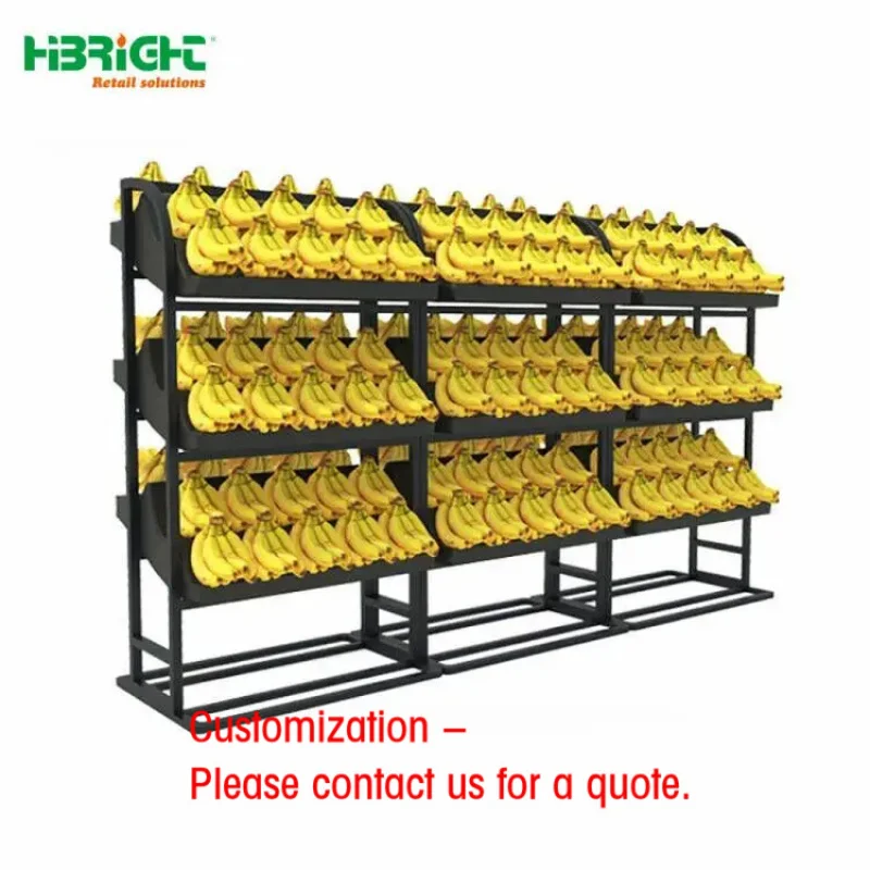 custom.Curved Design 3 Layer Banana Holder Stand Black Metal Fruit Display Shelf Grocery