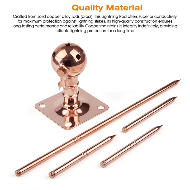 Copper Brass Rod Kit Removable Protection Equipment System Forpole Top House Safety