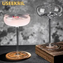 2Pcs Big Belly Cocktail Glasses Cups Transparent Champagne Glass Goblet Martini Glass Cup Creative Concave Bottom Tower Cups