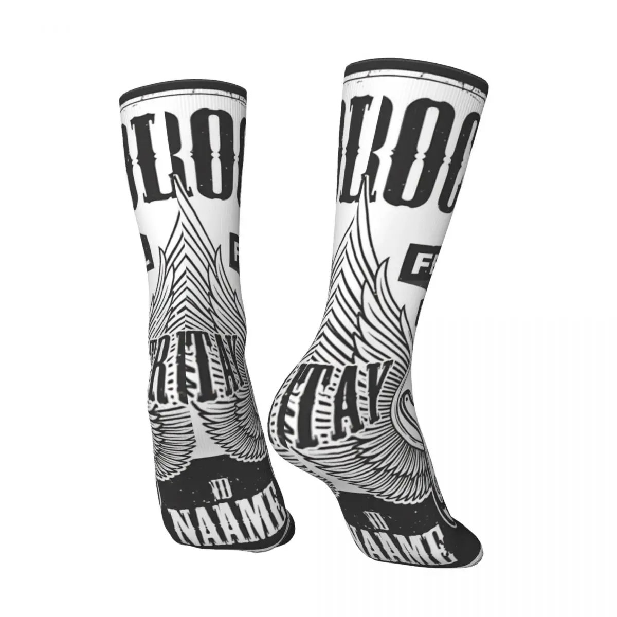 Hip Hop Retro Skull Rock Roll Festival Stay True Crazy Men\'s Socks Music Street Style Printed Funny Happy Crew Sock Boys Gift