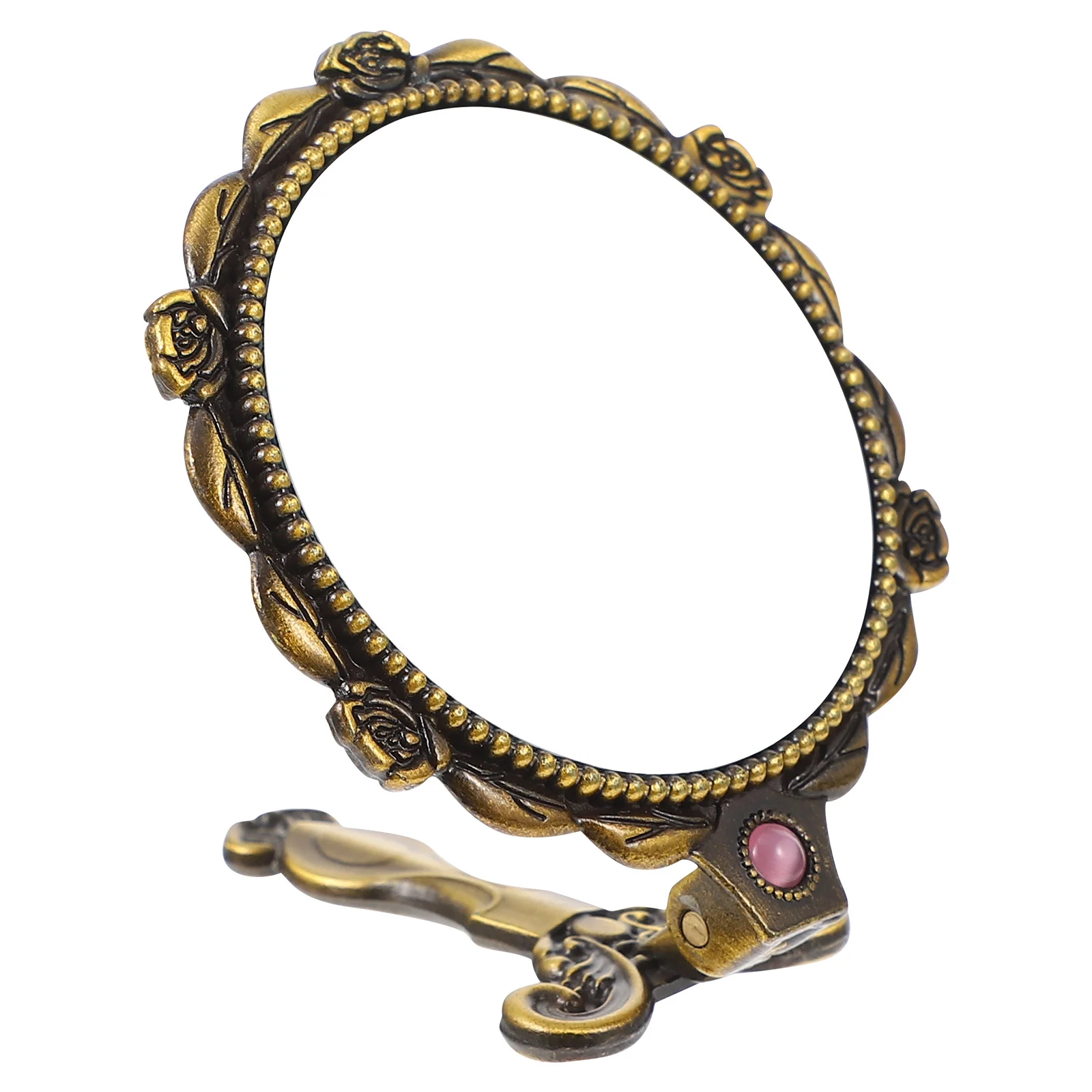 Portable Foldable Makeup Mirror Vintage Style Compact Hand Mirror Lightweight Travel Essential for Women Girls Gift