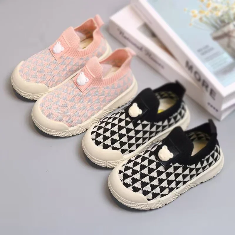 Baywell Kids Casual Shoes Flat Knitted Unisex Boys Girls Soft Socks Shoes Slip-on Sports Shoes For Children Size 21-32