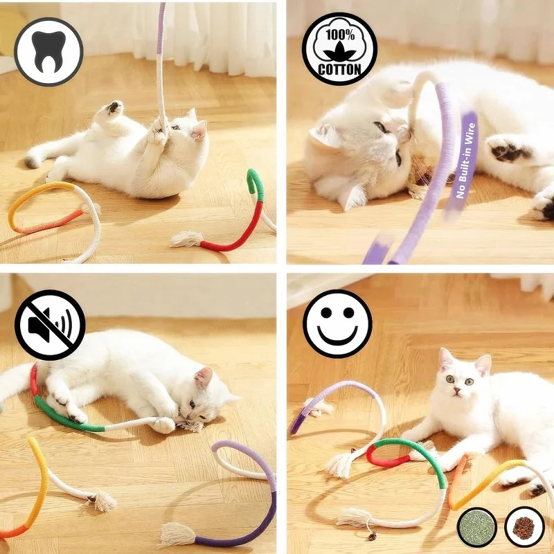 Cat Chew Toys Interactive Molar Cotton Rope Toys Silvervine Cat Teaser Toy Clean Mouth Kitten Play Toy Pet Supplies Accessories