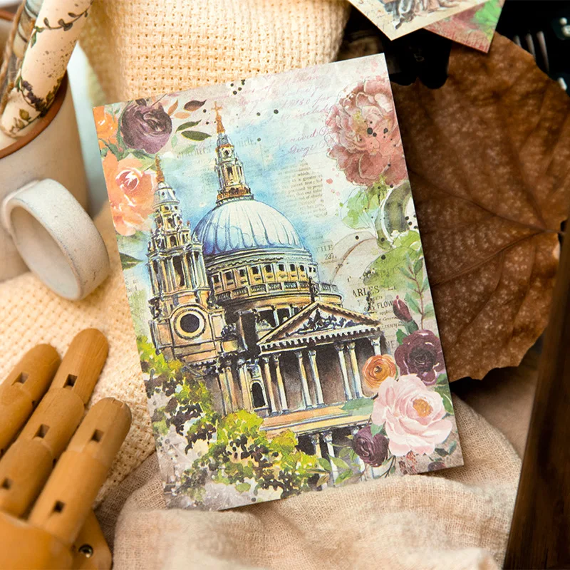 30 Pieces Vintage European Architecture Scrapbook Paper Pack Old - Town Street & Palace Motifs For Collage Art