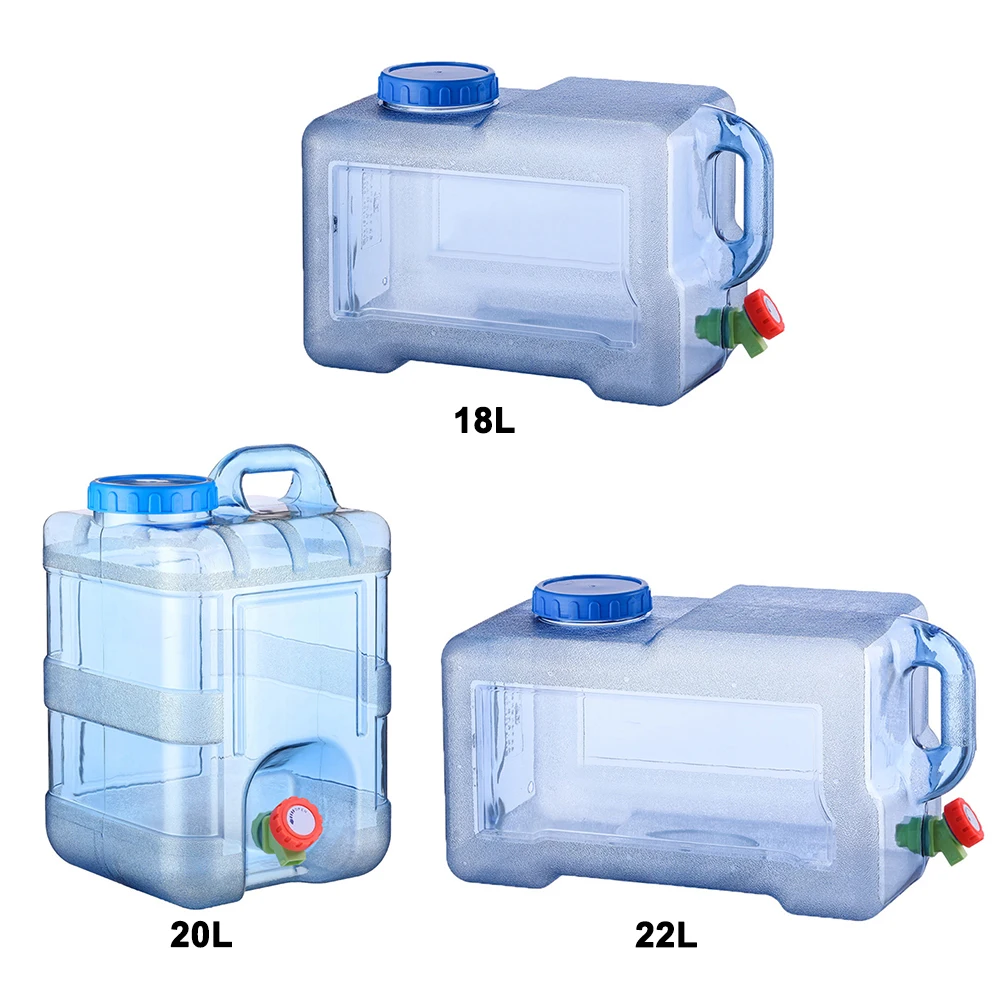 18/20/22L Car Water Buckets Food Grade Portable Water Tank Large-Capacity with Faucet Outdoor Accessories for Hiking Fishing