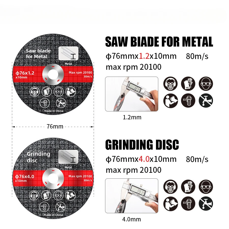 Disco de corte de resina de 76mm, disco de amoladora angular de rueda cortada de 10mm de diámetro, rebanada de fibra reforzada para Metal y acero inoxidable, 5/10 Uds.