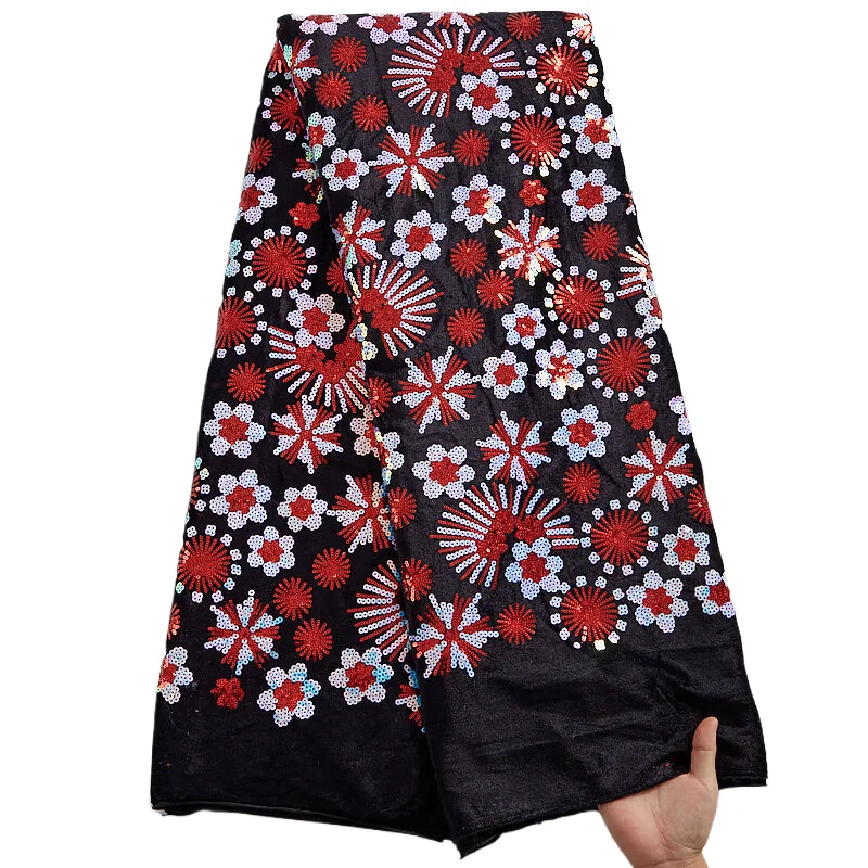 

Kalume African Lace Fabric Sequins 2026 High Quality Nigerian Tulle Velvet Lace Fabric Flower Fabric for Sewing Party F4421