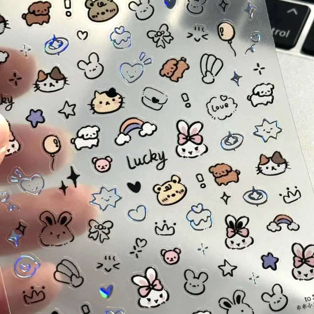 

High Quality Cute Cartoon Nail Sticker Soft Embossed Self Adhesive Cup Stickers Multifunction Nail Art Cartoon Stickers