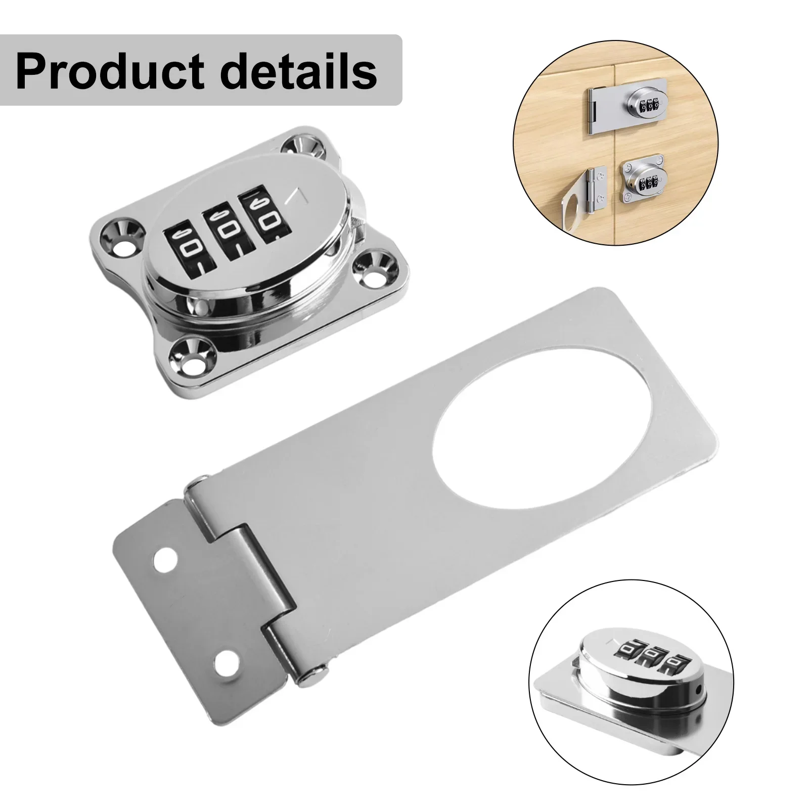 1pcCabinet Password Hasp Lock Slide Latch Keyless Lock For Door Security Sturdy Household Mechanical Password Lock For Any Doors