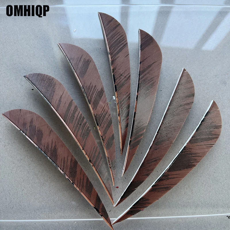 50Pcs 4inch Right/Left Wing Water Drop  Archery Parts Arrow Feather Natural Turkey Plumes Brwon Fletching  Ink Design