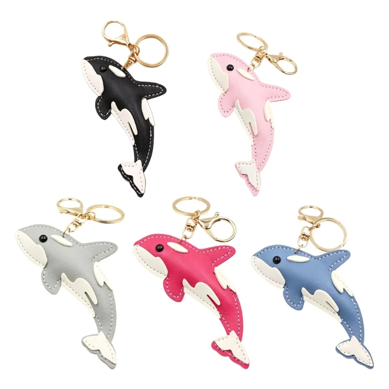 Shark Keychain with Faux Leather Look and Clasp for Daily Carry D0UB