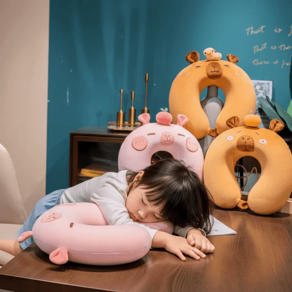 

Capybara Travel U-Shaped Pillow Animal Double-sided Napping Headrest Pad Comfortable Slow Rebound Neck Support Cushion Summer