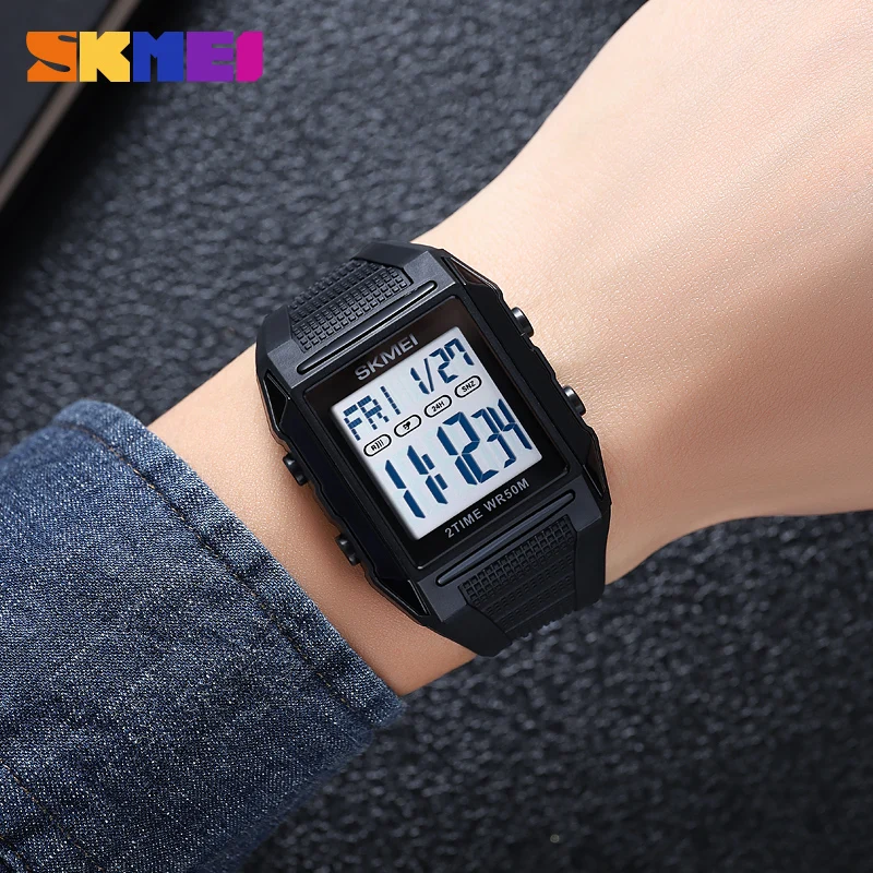 SKMEI Multifunctional Fashion Digital Countdown Sport Watches Mens 50M Waterproof Back Light Stopwatch Wristwatch Alarm Clock