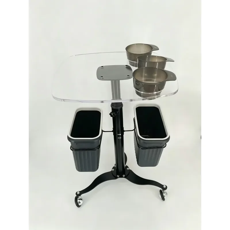 Adjustable Height Salon Trolley with Wheels Multi Functional Hair Dye Perm Cart Removable Storage Shelf for Barber Shop Tools