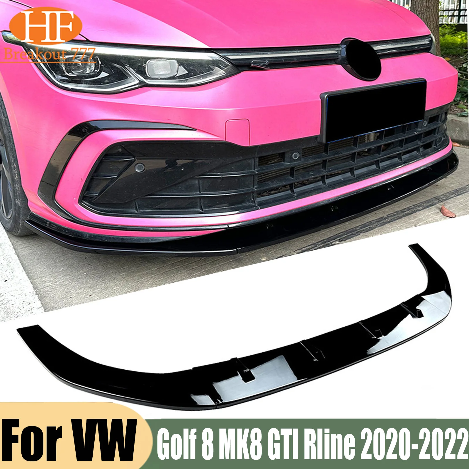 For Volkswagen Golf 8 MK8 GTI Rline 2020-2022 1 Set / 3 Pieces Front Bumper Spoiler Lip Kit