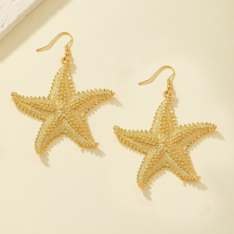 Starfish Drop Earrings For Women Girls Geometric Star Shape Ear Accessories Holiday Party Gift Fashion Jewelry E407