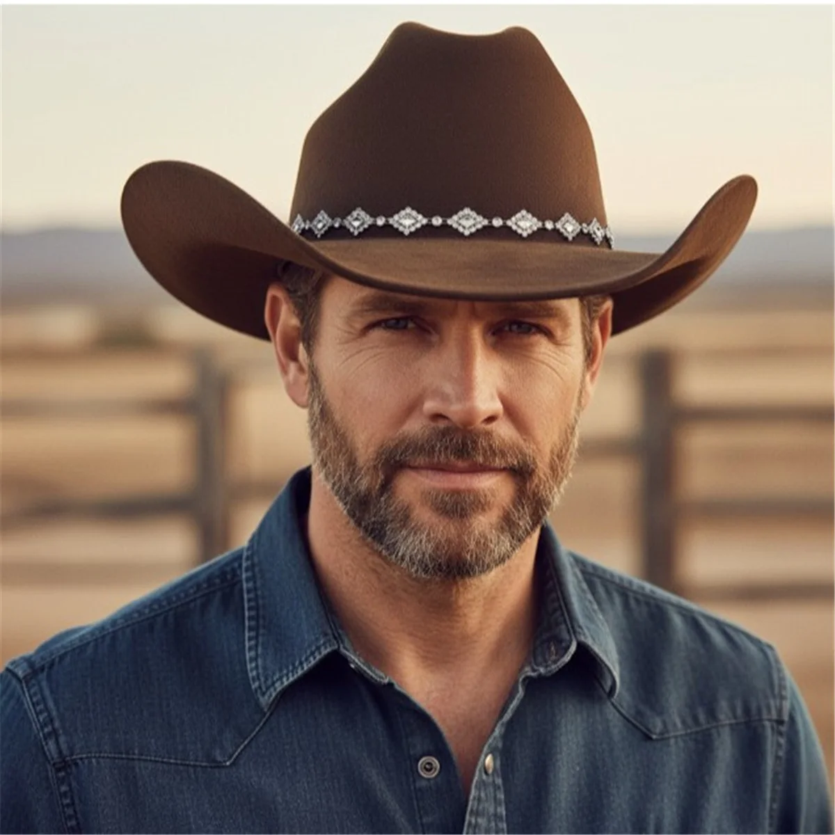 Suede rhombus rhinestone western cowboy hat for men and women outdoor hat