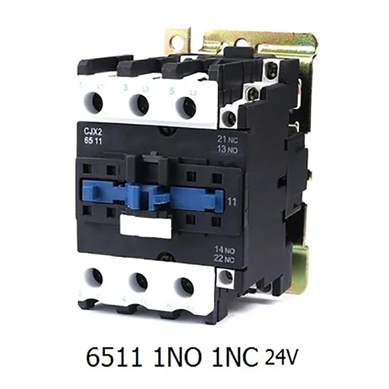 65A AC Contactor CJX2-6511 6501 LC1 3Phase 3-Pole NO Coil Voltage 380V 220V 24V 50Hz Din Rail Mounted 3P+1NO 1NC Contactor