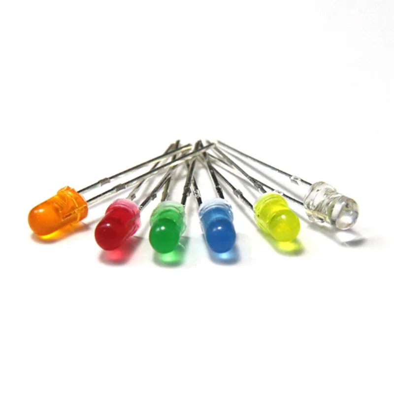 100Pcs/lot 5 Colors F5 5MM Round LED Assortment Kit Ultra Bright Diffused Green/Yellow/Blue/White/Red Light Emitting Diode