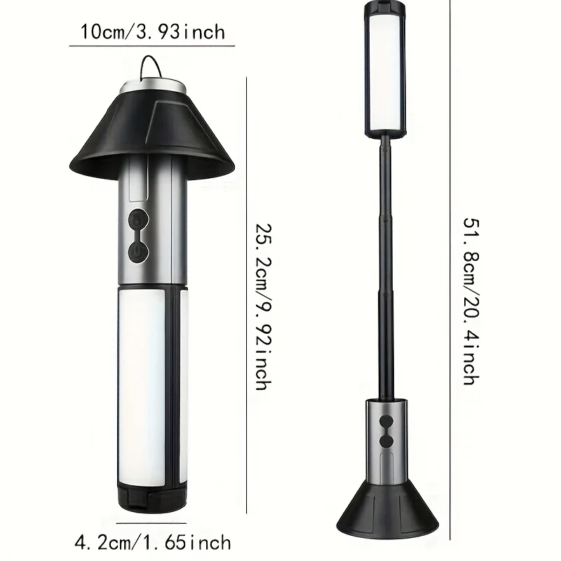 

Многофункциональный кемпинговый фонарь 2-в-1, перезаряжаемый через USB, с крючком, внешний аварийный фонарь-фонарик