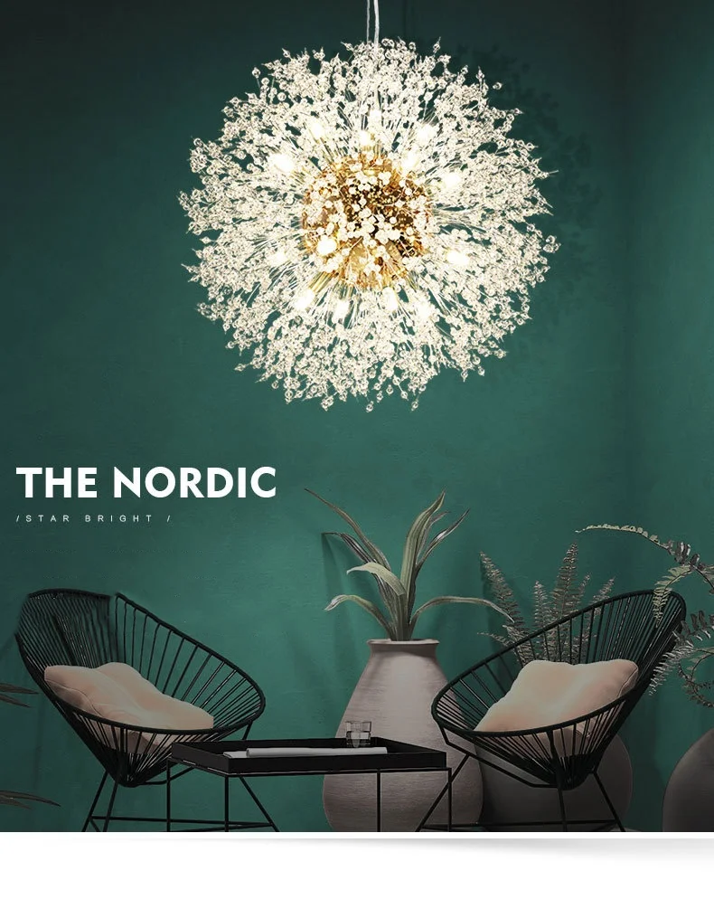 Nordic Dandelion Chandelier Gold Chrome G9 Pendant