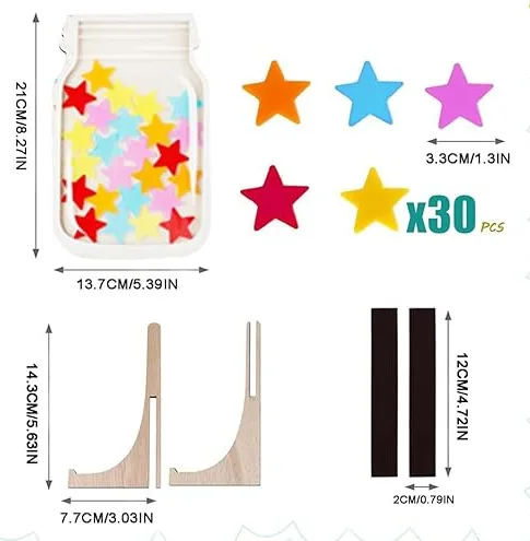 木製モチベーション報酬ジャー、スタンド付き、子供用報酬ジャー、多目的磁気インセンティブジャー、DIY詰め替え式子供用おもちゃ