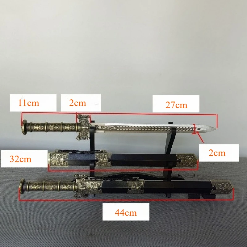 44cm Safe Ancient Sword Model Antique Bronze Finish Detailed Metal Craftsmanship Wall‑Mount Decor Unsharpened Ornament Men Gift