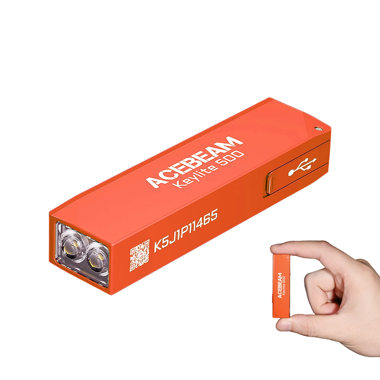 ACEBEAM Schlüsselanhänger-Taschenlampe Keylite 500 EDC Wiederaufladbare Taschenlampe mit Selbstverteidigungs-Stroboskopmodus und Dual-LED-Licht für Camping und Arbeit