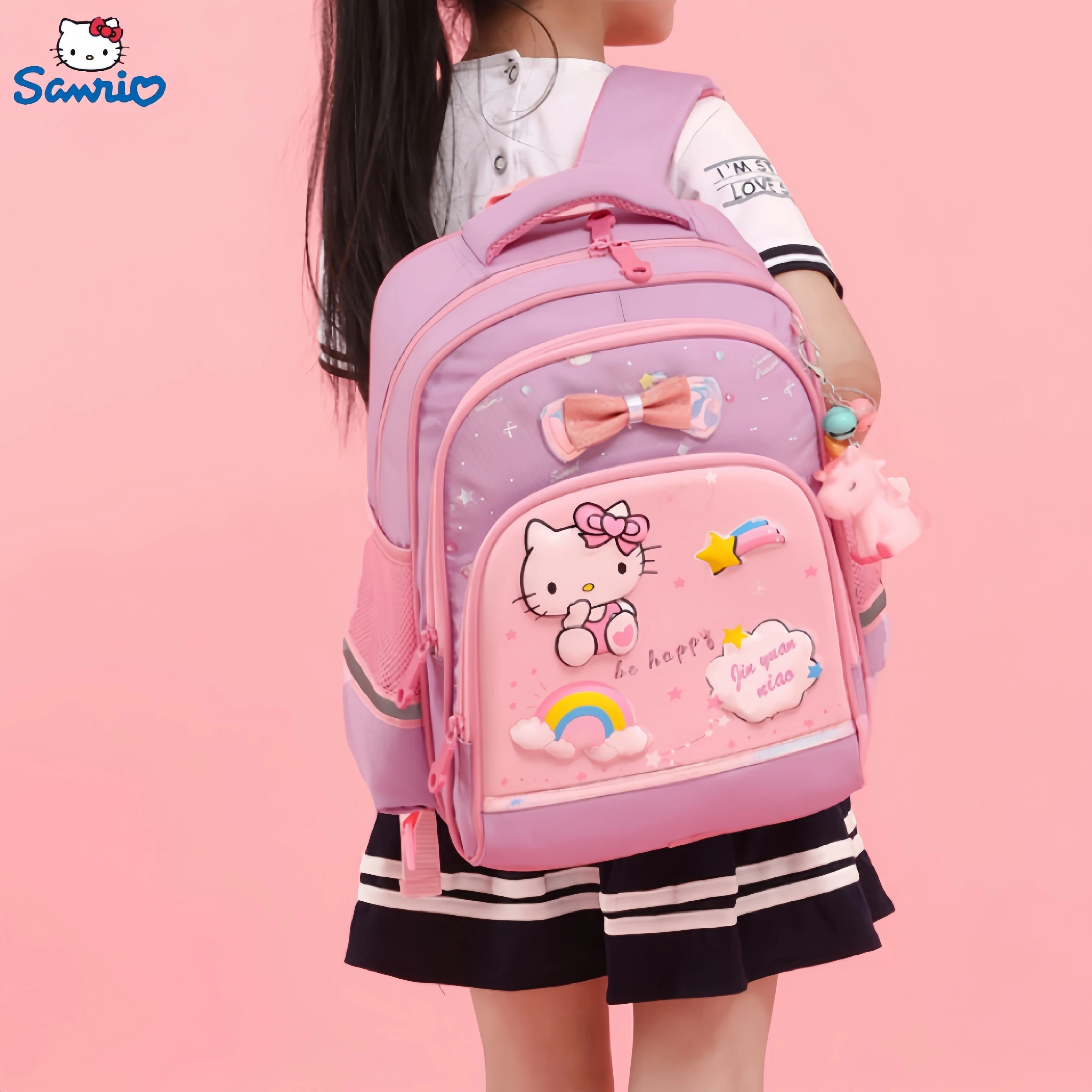 Hello Kitty Student Schoolbag 3d Hard Backpack Multi-layer Large Capacity Female Schoolbag High Quality Festival Gifts