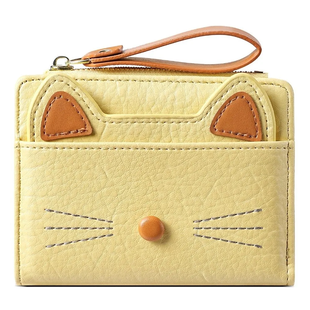 

Милый короткий кошелек-кошечка на молнии с несколькими отделениями для карт, мультяшный кошелек в корейском стиле, держатель для карт, студенческий кошелек для монет, подарки