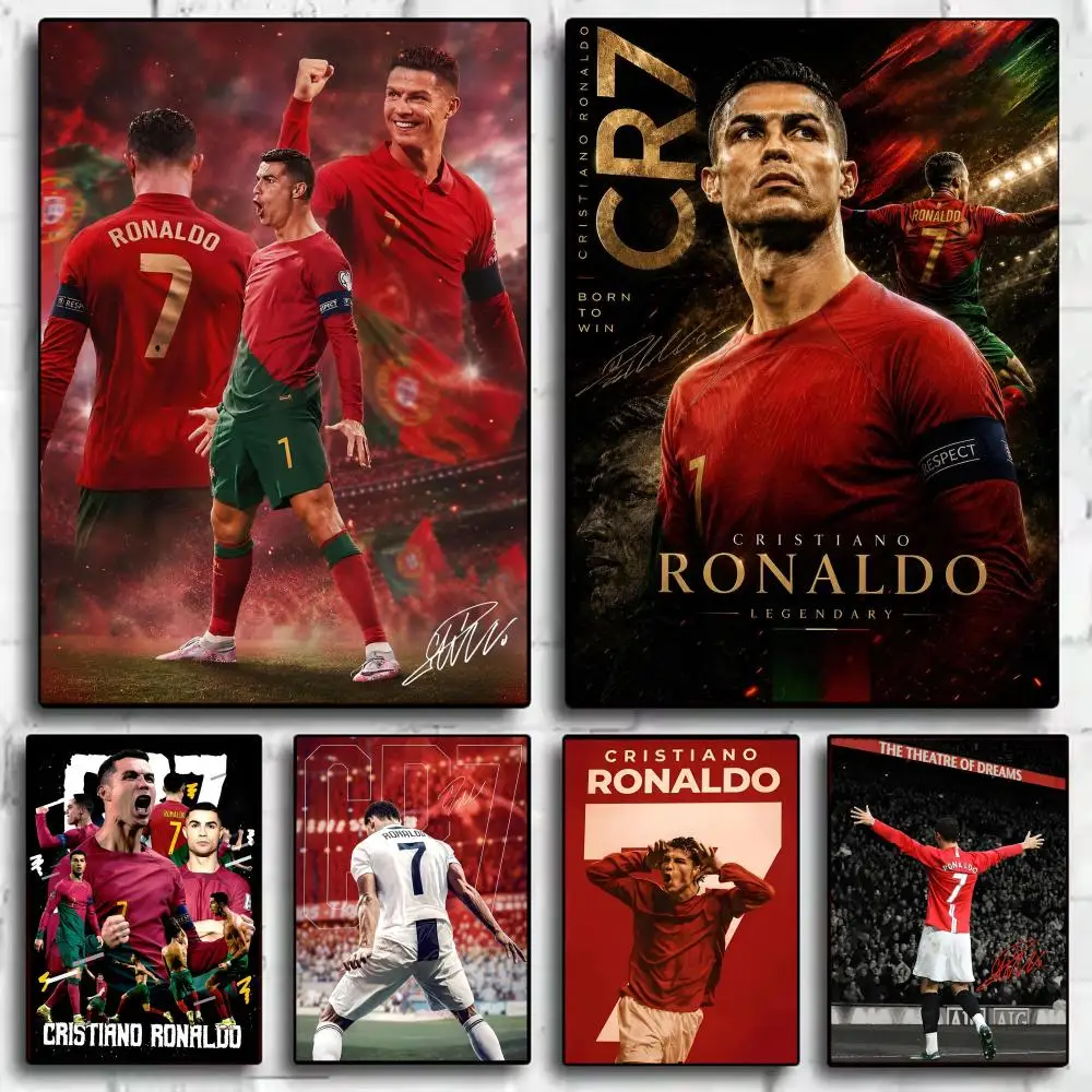 C-Cristiano R-Ronaldo Poster Stickers Self-Adhesive Painting Mural Decor Wall Decals for Bedroom Living Room Home HD Gift
