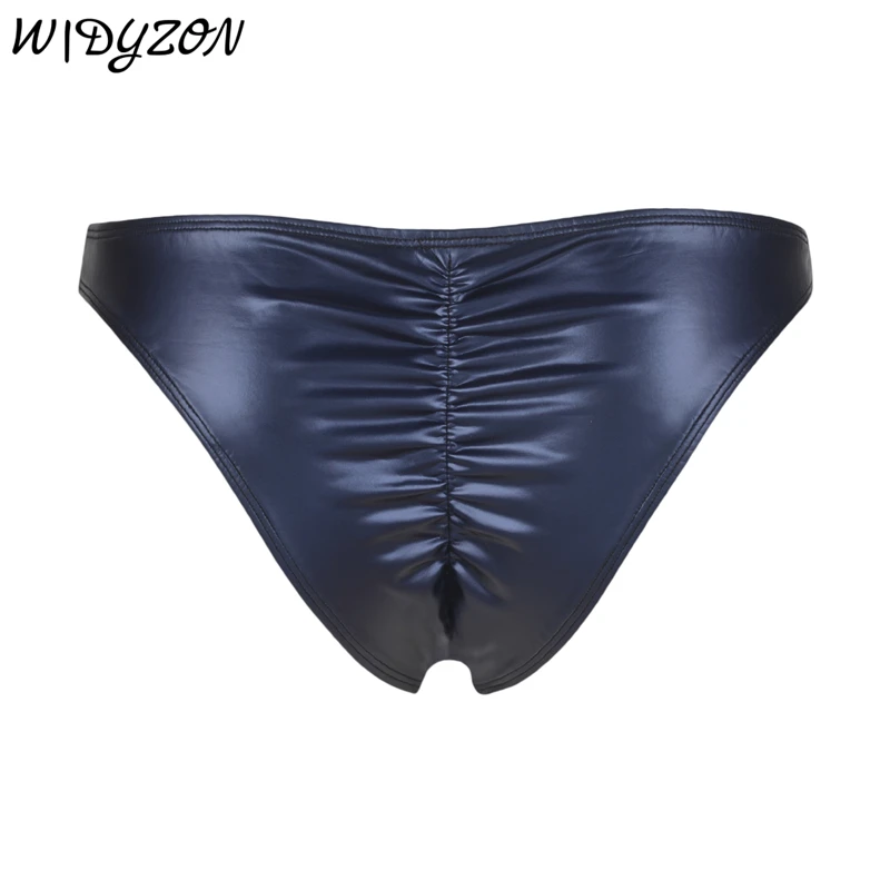 Butt-Lifting Briefs Men Underwear Sexy U Pouch Male Mini Panties Cuecas Faux Leather Gym Underpants Hombre Bikini Slip Lingerie