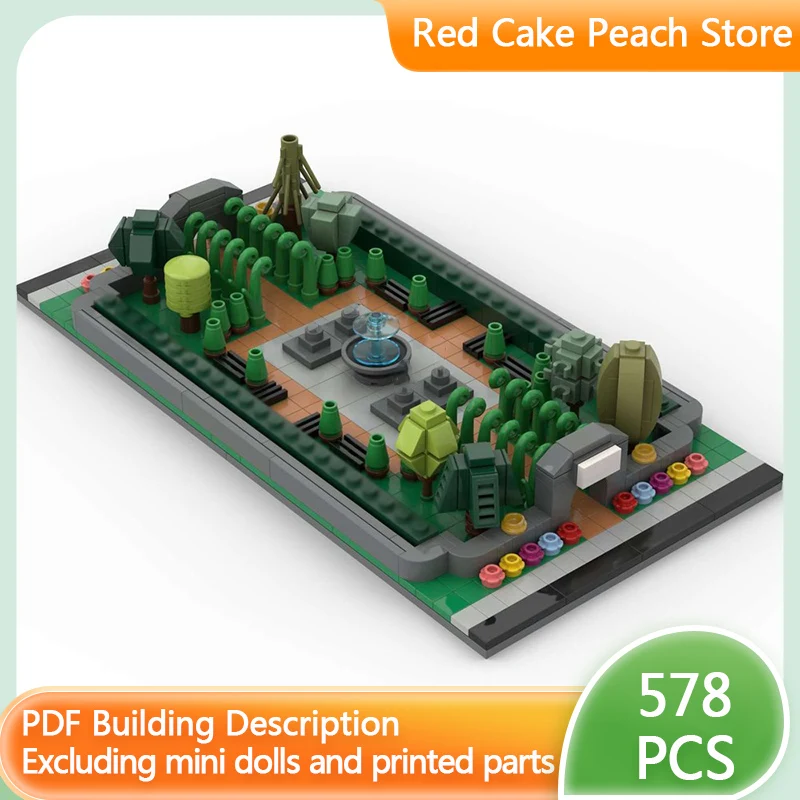 

City Street View Model MOC Building Bricks Park With Fountain Modular Technology Children Holiday Gifts Assemble Toys Suit