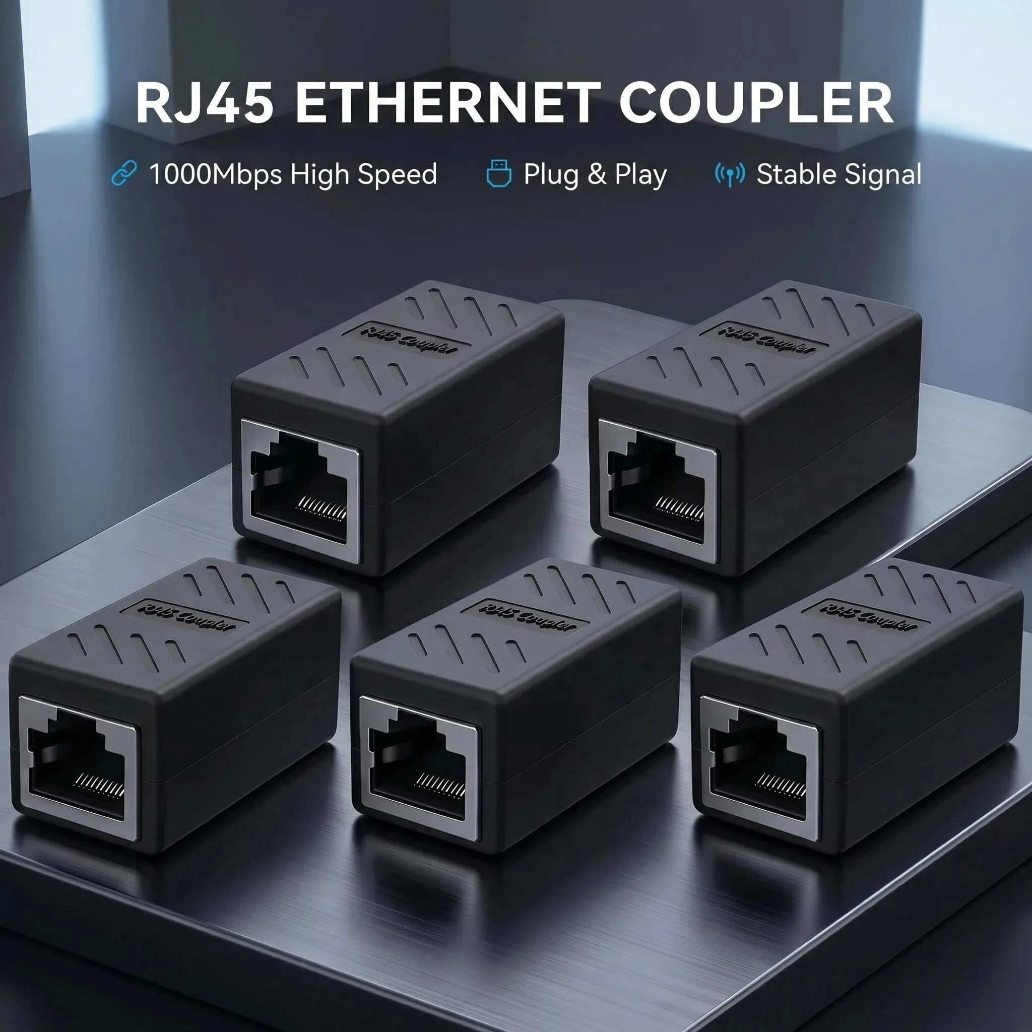 RJ45 Coupler Ethernet Extender Cat6/Cat5e Ethernet Cable Extender Adapter Female to Female 1000Mbps LAN Connector