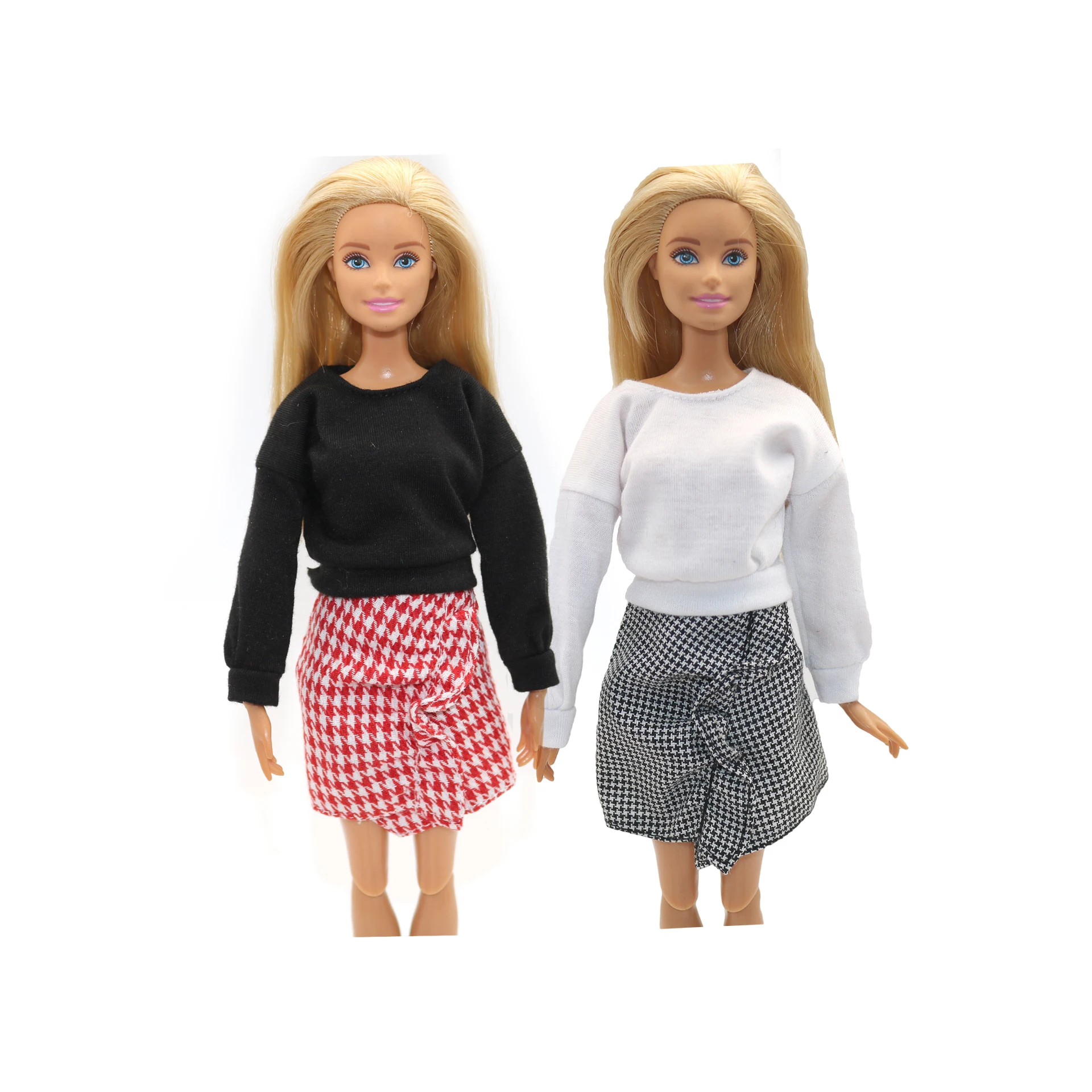 New 30cm 1/6 Doll hoodie houndstooth skirt Dress suit  Daily Wear Clothes for Barbies doll Accessories