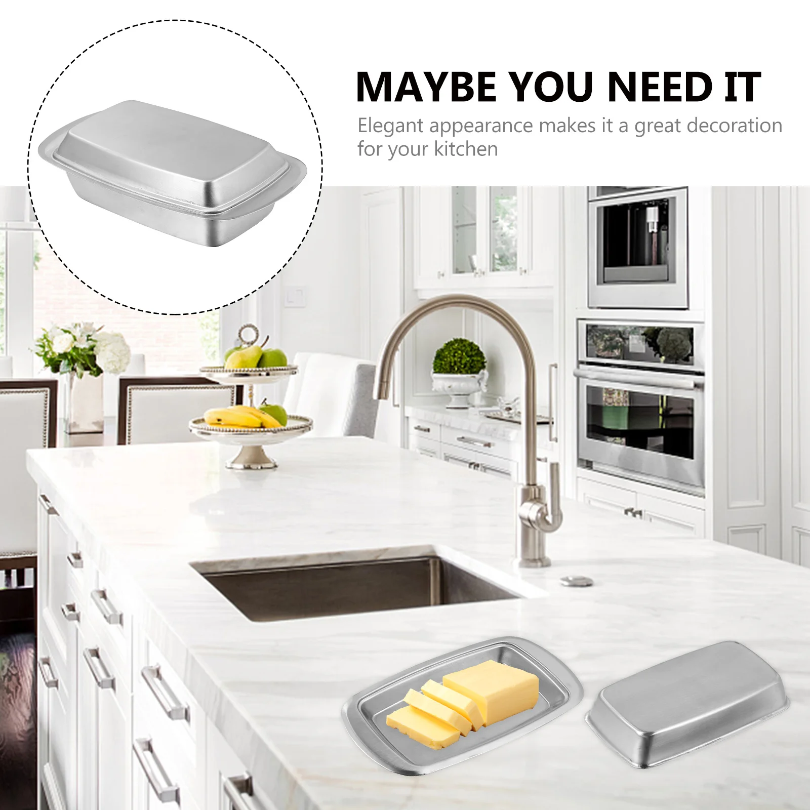 

1Pcs Butter Box Wear-Resistant Multipurpose Fresh Keeping Storage Box Practical Kitchen Butter Dish Rust-Proof Insulation