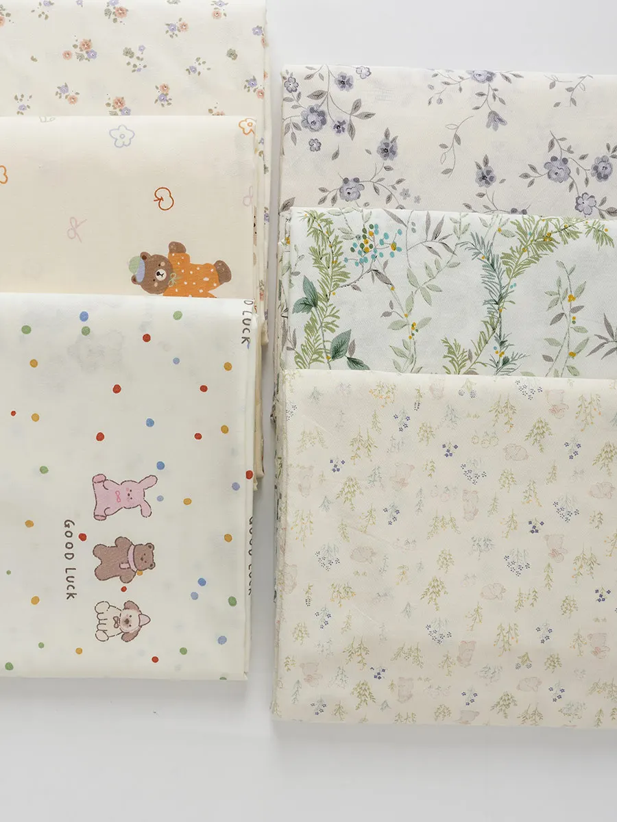 

100% чистая хлопковая ткань с цветочным принтом, деревенская саржевая хлопковая ткань, детское постельное белье, платье, ткань «сделай сам», ткань на метр для детей