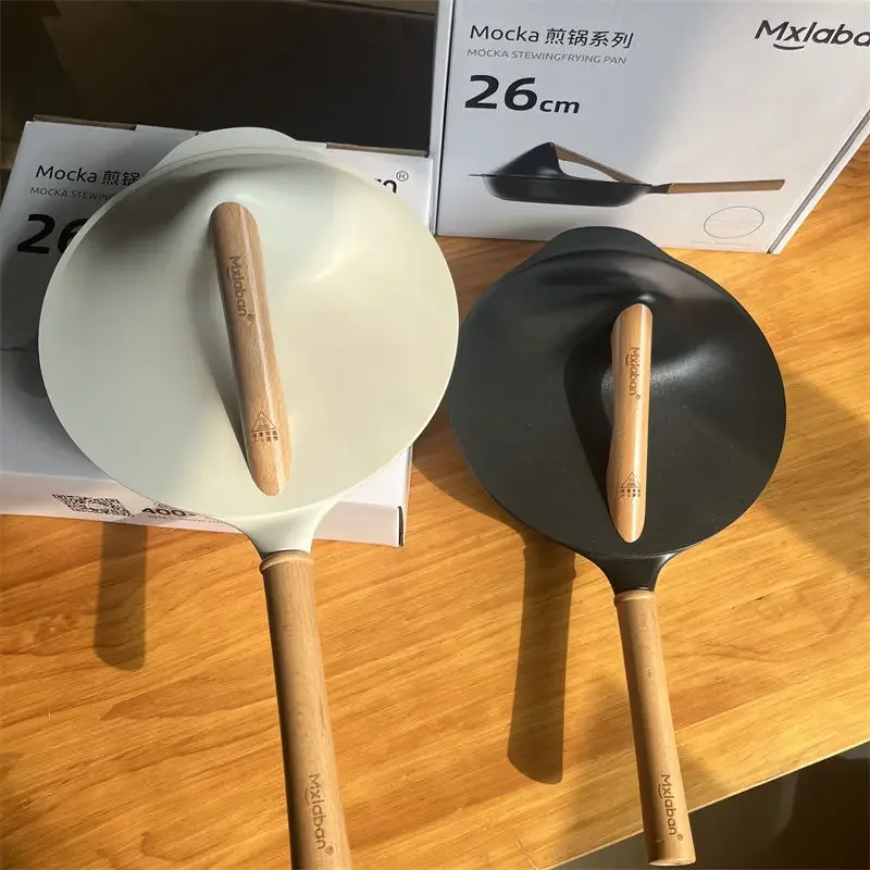 الألومنيوم يموت الصب مقلاة الزان مقبض مستوى المظهر العالي أدوات مطبخ المنزل موضة غير عصا مقلاة ببطء مع غطاء