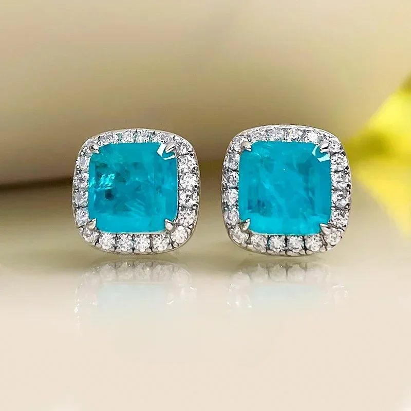 Desire Daily Luxury Niche Earrings Paraiba 925 Sterling Silver Imported High Carbon Diamond Minimalist