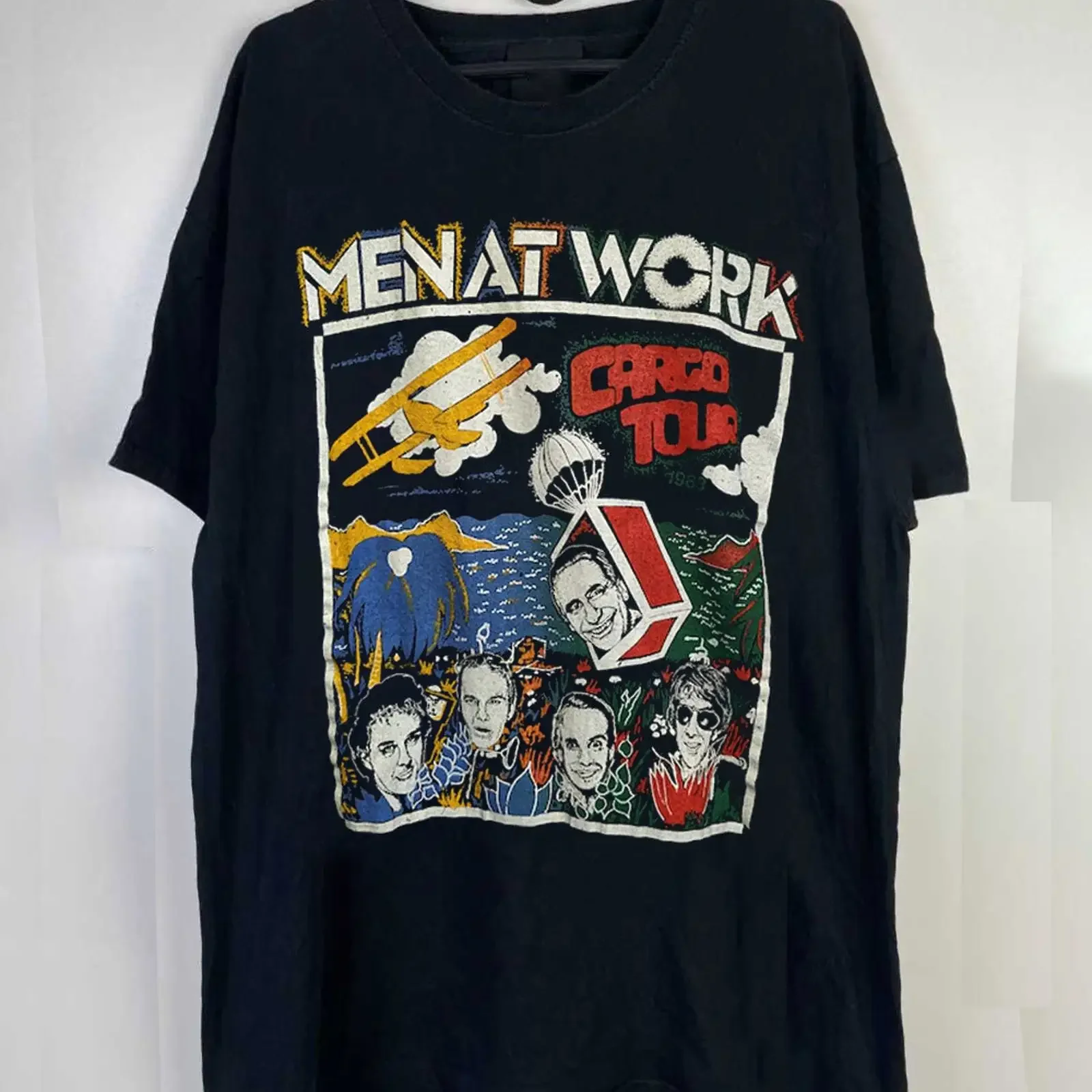 T Shirt Uomo Al Lavoro Cargo Band Concerto Tour Cotone Donna S 234XL SN138 vintage Washed Casual graphic Slightly Stretched