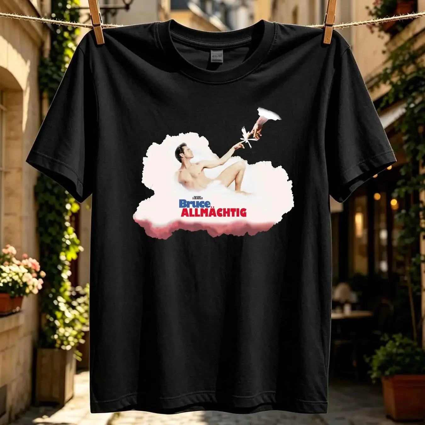 washed T Shirt Bruce Almighty 2003 Rare Vintage Movie Promo Size L Mens Black long or short sleeves vintage Washed Stylish