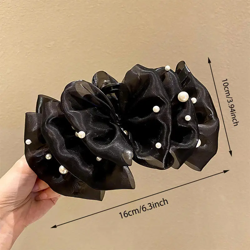 الصيف الحلو الساتان القوس الكبير مشبك شعر مقاطع للنساء بلون أنيق Bowknot ذيل حصان كليب جديد غطاء الرأس اكسسوارات