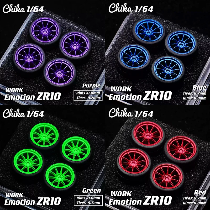 

1/64 Chika Work ZR10 9.7mm Purple Green Red Model Car Modification Wheel Hub Child Toy FAST SHIPPING