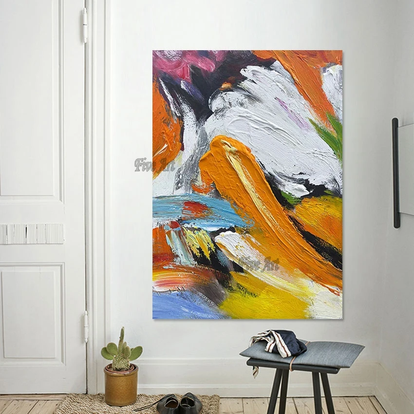 

Абстрактные картины, современный холст, художественная стена, 100% ручная роспись, красочная акриловая текстура, картина маслом, роскошный декор для гостиной