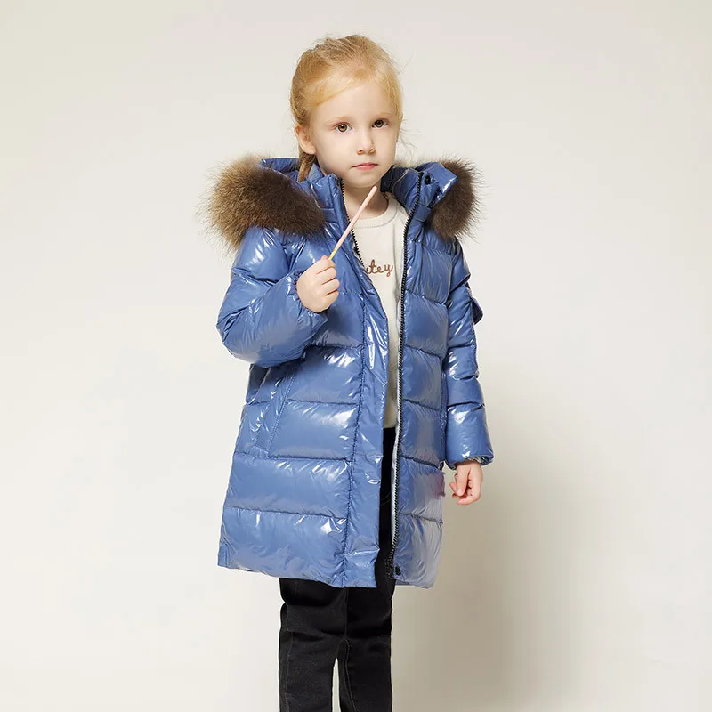 Fashion Baby Girl Boy Winter Down Jacket Thick Infant Toddler Fur Hooded Coat Long Snow Suit Zipper Warm Baby Clothes 1-7Y