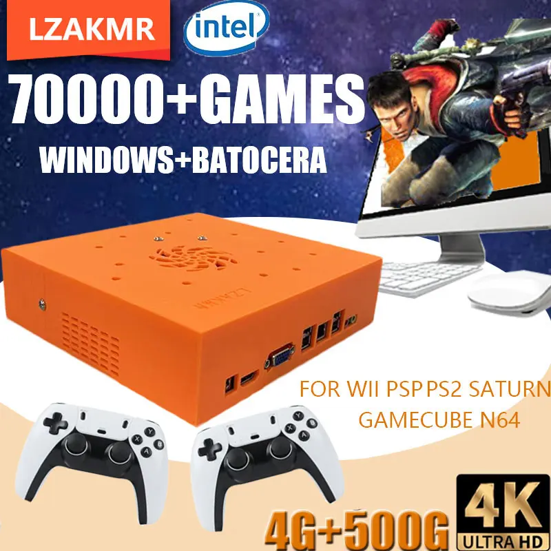 LZAKMR M8 Plug and Play Retro 1037U Konsola do gier 500G HDD 70000+Gier na Wii PS2 N64 PSP GameCube N64 Bezprzewodowy uchwyt