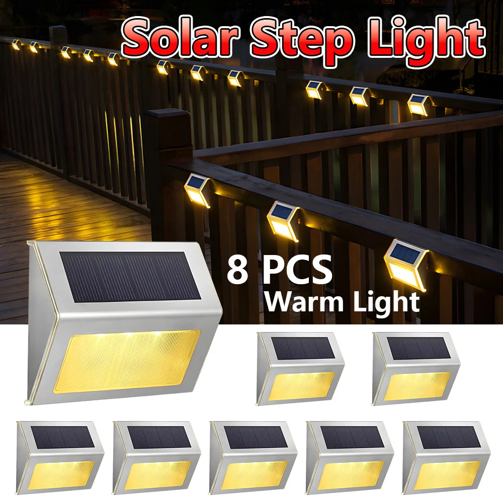 

1/4/8PCS Solar Step Light Solar LED Outdoor Lighting Lights Solar Charging Lamps Fence Light Garage Door Wall Lamp Walkway Decor